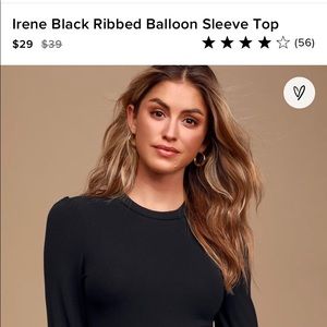 NWT Lulu’s Irene Ribbed Balloon Sleeve Top